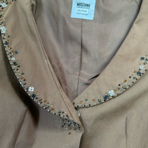 Moschino Vintage Beaded Cotton Peplum Blazer Jacket Cheap &Chic Ruffles Flare 10 - Picture 13 of 16